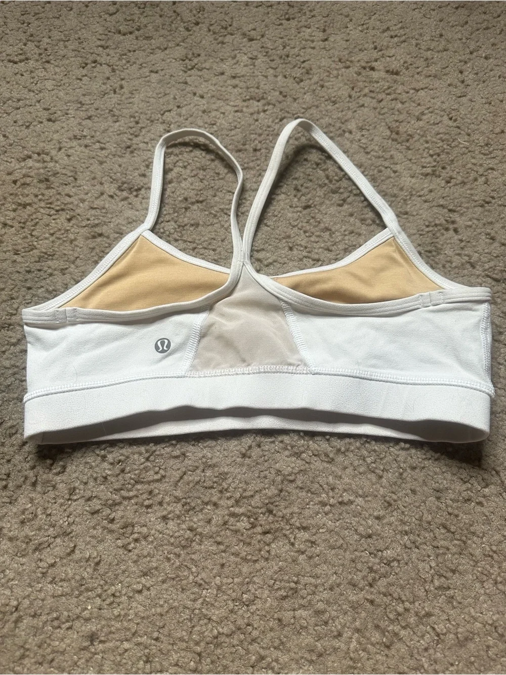 Lululemon White  Soft Cotton Bralette Size 8 pre-owned  – Racerback Comfort